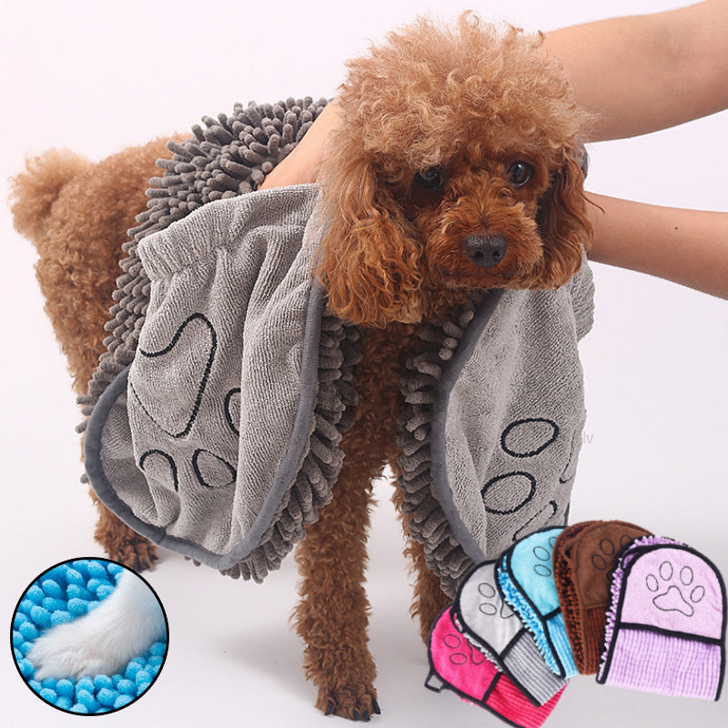 Gray robe on a dog